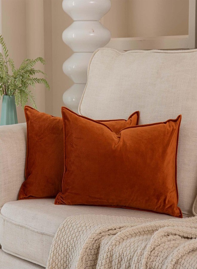 JUSPURBET طقم أغطية وسائد من جاسبوربيت، مقاس 16×24 بوصة، قطعتان، أغطية وسائد زينة للأريكة والسرير، أغطية مخملية ناعمة للوسائد القطنية مع سحاب مخفي، لون برتقالي محروق، لتزيين غرفة المعيشة - Image 1